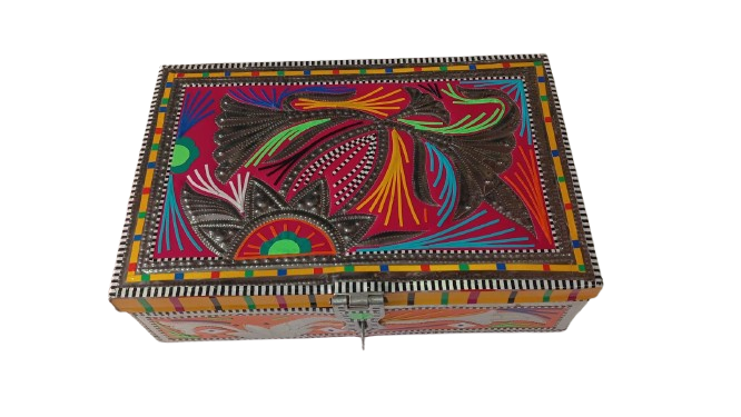 Chamakpatti Box: Real Truck Art Design for Storage and Decoration (W-25, H-17cm) - Image 7