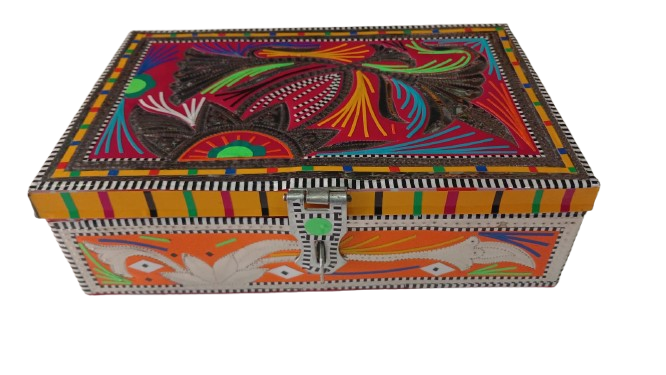 Chamakpatti Box: Real Truck Art Design for Storage and Decoration (W-25, H-17cm) - Image 3