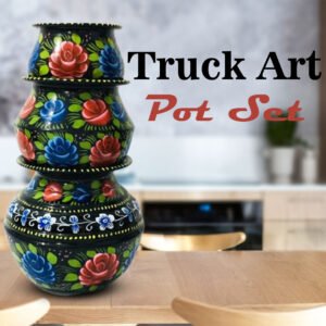 Truck Art Pot Set/Pakistani Hand Painted Matki Set/Truck Art Pakistan Home Decoration Handi Set/Pakistani Handicraft/Best Gift Item (3 pcs)