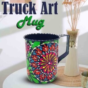 Vibrant Hand-Painted Truck Art Mug – Traditional Pakistani Bundi Work Design – Unique Artisan Gift