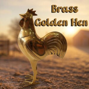 Handmade Brass Golden Hen – Elegant 20cm Home Decor Showpiece