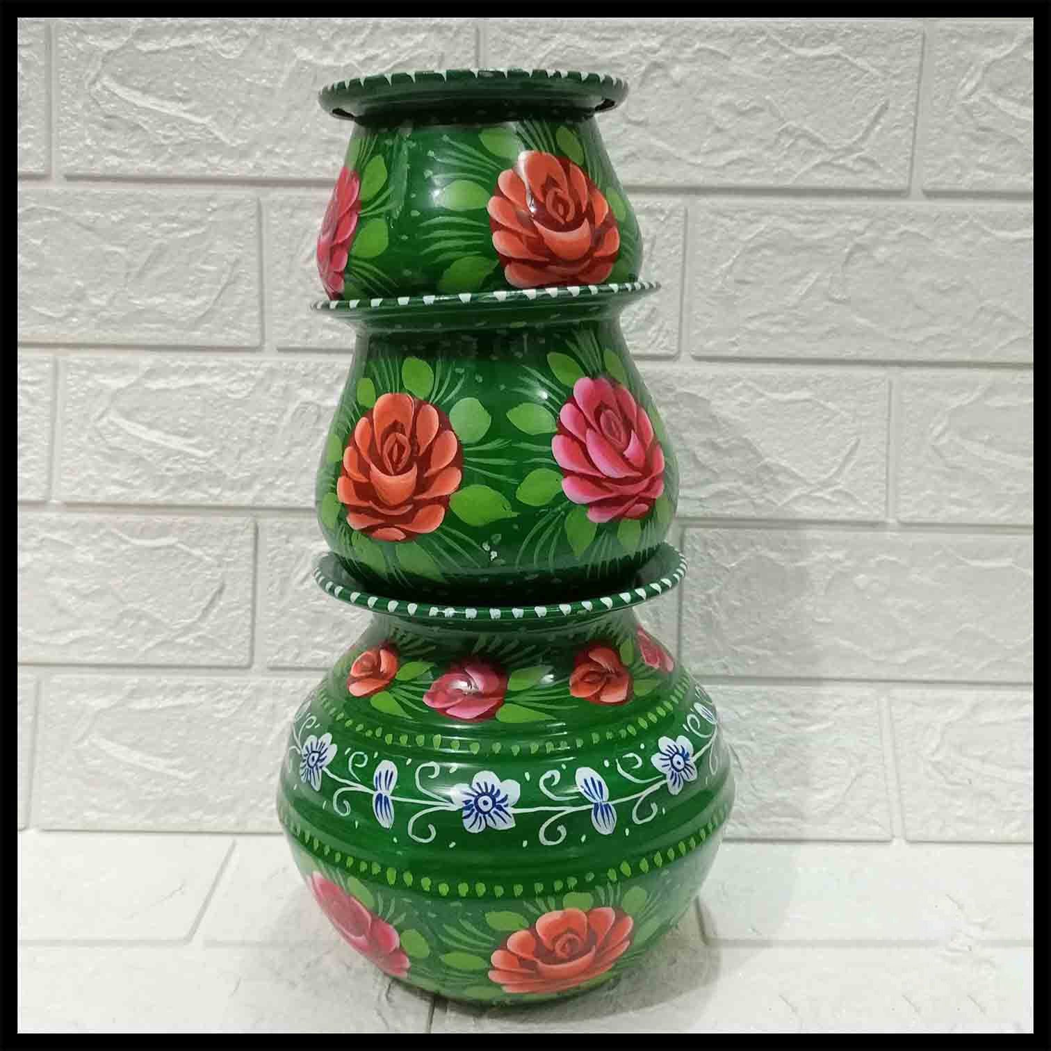 Truck Art Pot Set/Pakistani Hand Painted Matki Set/Truck Art Pakistan Home Decoration Handi Set/Pakistani Handicraft/Best Gift Item (3 pcs) - Image 7