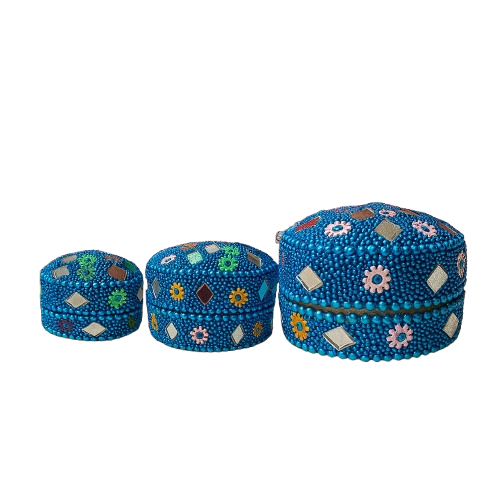 Handcrafted Decorative Bajri Box – Set of 3 - Image 3