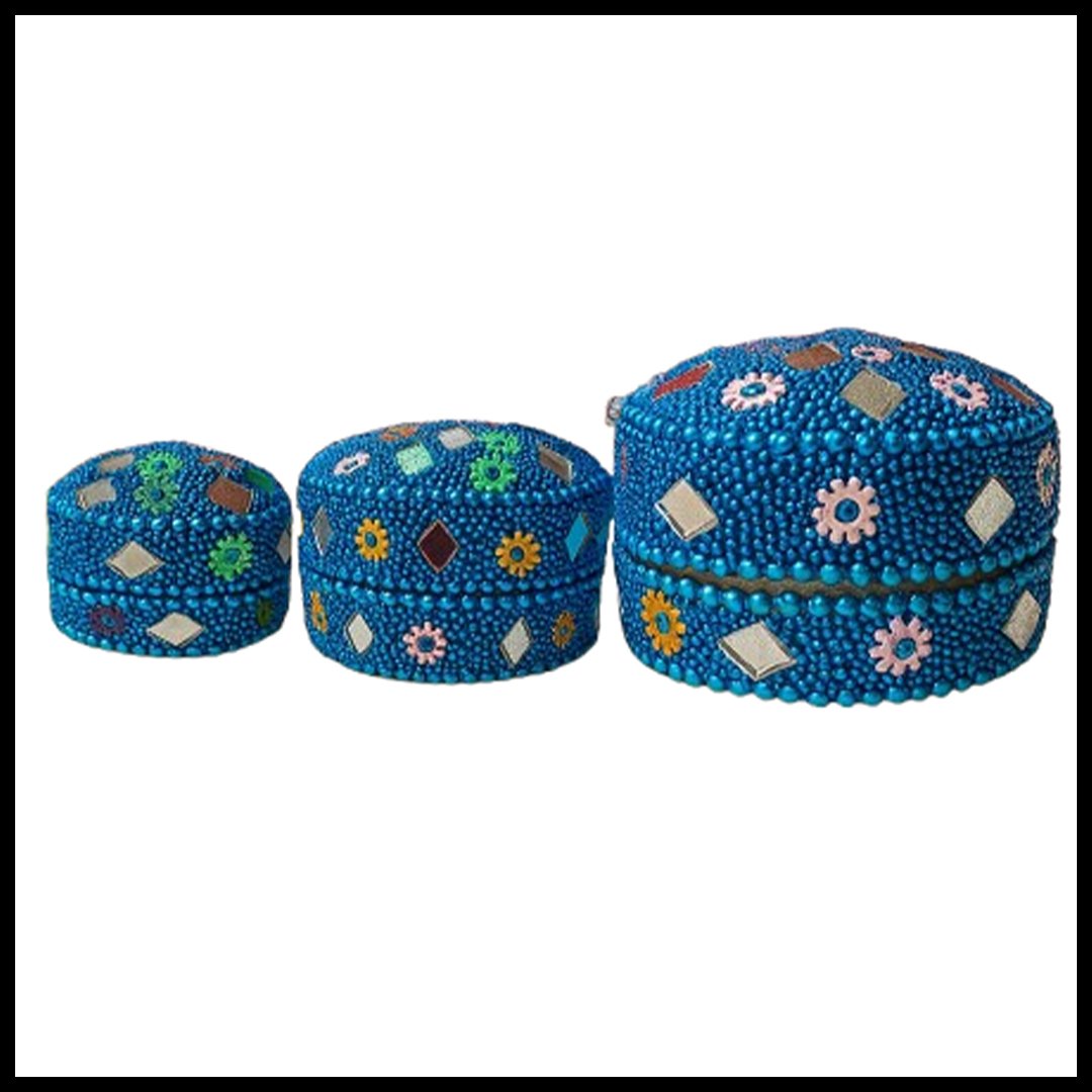 Handcrafted Decorative Bajri Box – Set of 3 - Image 2