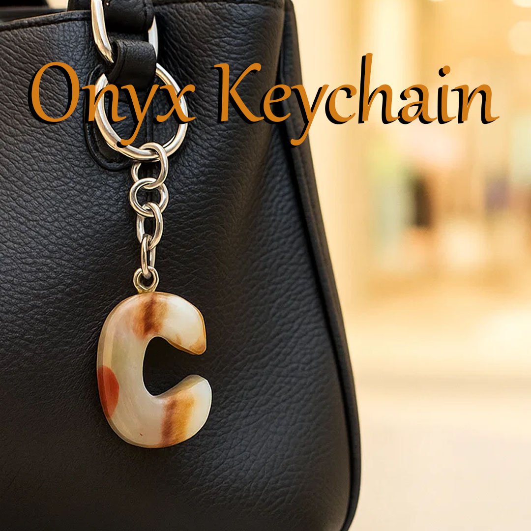 Handcrafted Onyx Marble Alphabetic Keychain