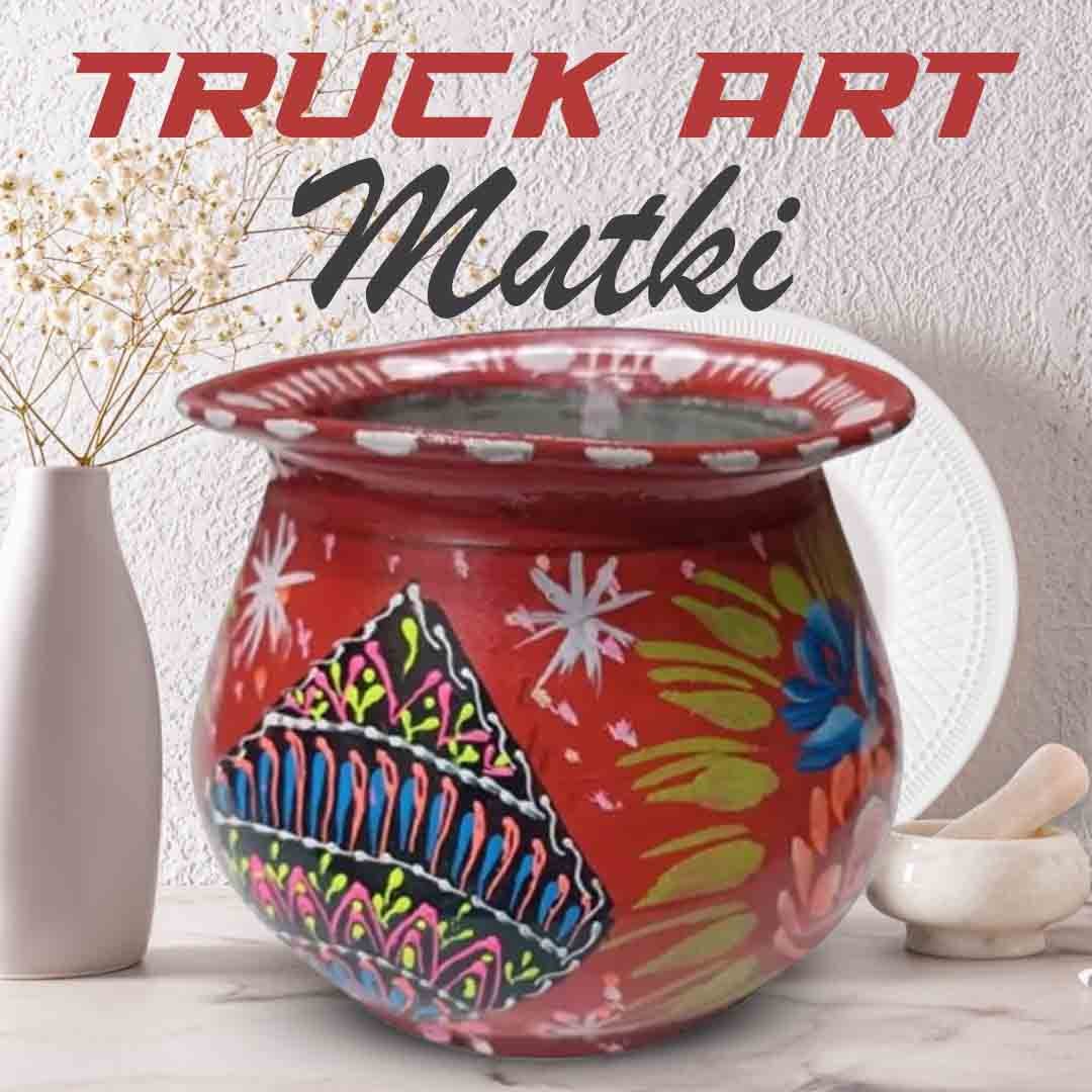 Truck Art Mutki – Hand-Painted Decorative Pot (11.5cm) | Traditional Pakistani Art for Home Décor & Gifts
