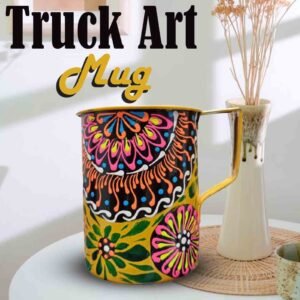Vibrant Hand-Painted Truck Art Mug – Traditional Pakistani Bundi Work Design – Unique Artisan Gift