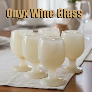 Onyx Wine Glass Set of 6 – Handcrafted Pakistani Marble Wine Glasses | Elegant Home Decor | Perfect for Serving & Gifting