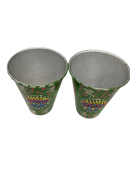 Truck Art Glass/Pakistani Hand painted Glass (2 Piece Set) (Size: H:11cmXD:9cm) - Image 10