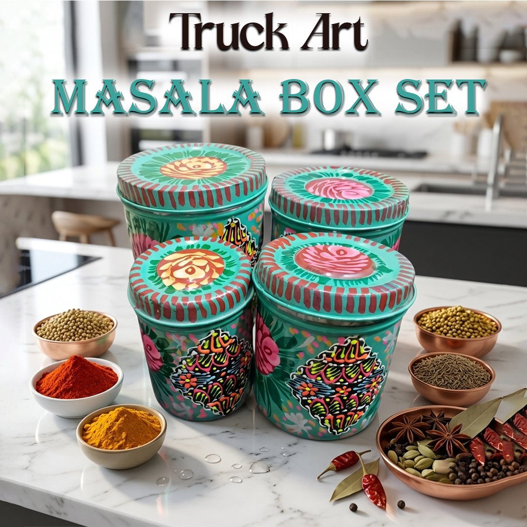 Truck Art Masala Box Set – Vibrant Handmade Spice Storage