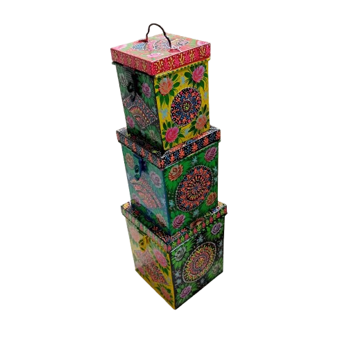 Truck Art Kanaster Set – Hand-Painted 3-Piece Decorative Storage Tins - Image 5