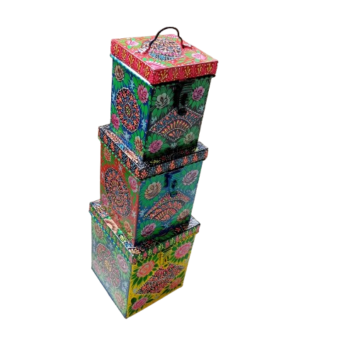 Truck Art Kanaster Set – Hand-Painted 3-Piece Decorative Storage Tins - Image 6
