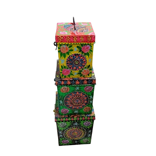 Truck Art Kanaster Set – Hand-Painted 3-Piece Decorative Storage Tins - Image 8