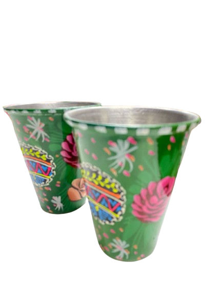 Truck Art Glass/Pakistani Hand painted Glass (2 Piece Set) (Size: H:11cmXD:9cm) - Image 4