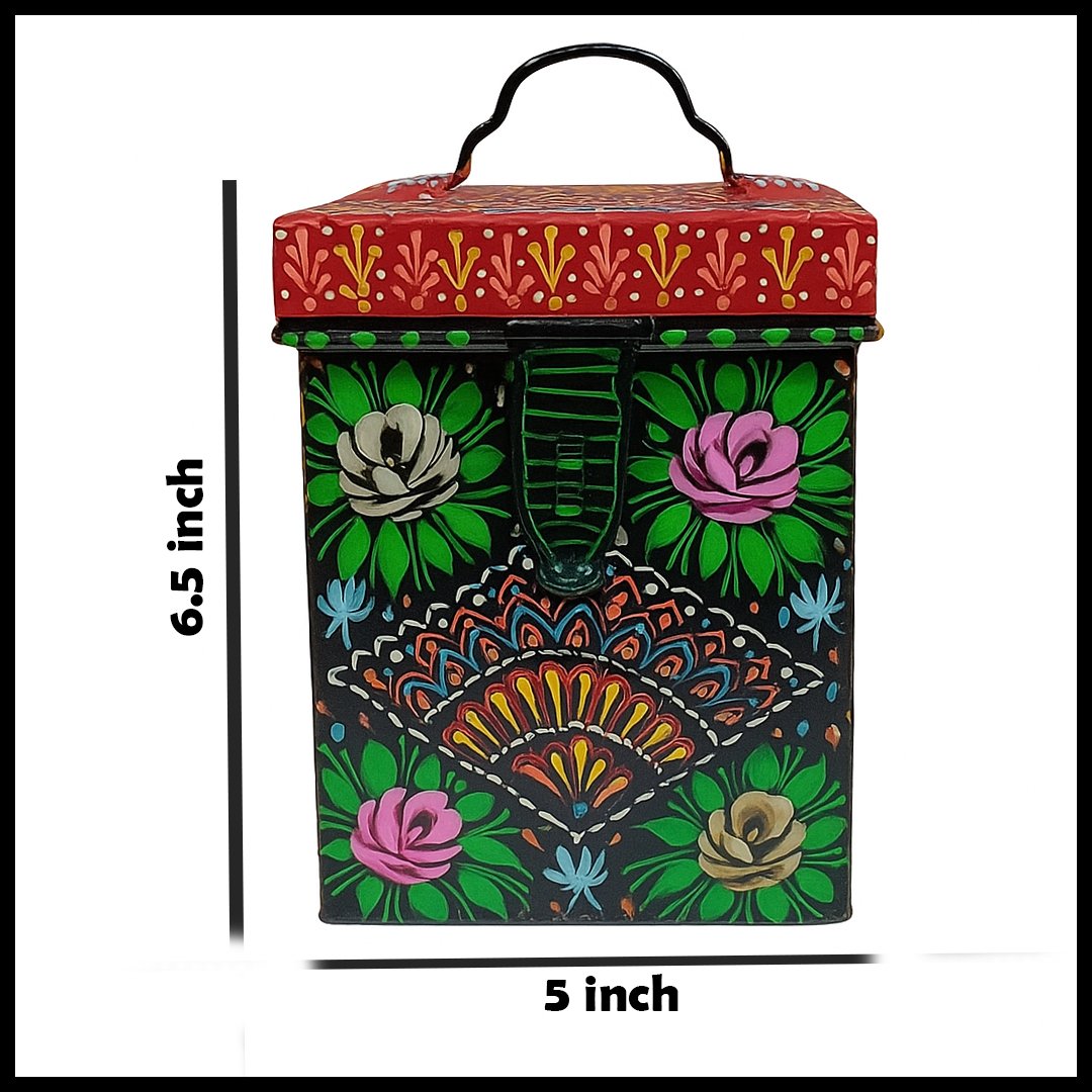 Hand-Painted Truck Art Kanaster – Size: (W-5inch x H-6.5inch) - Image 4