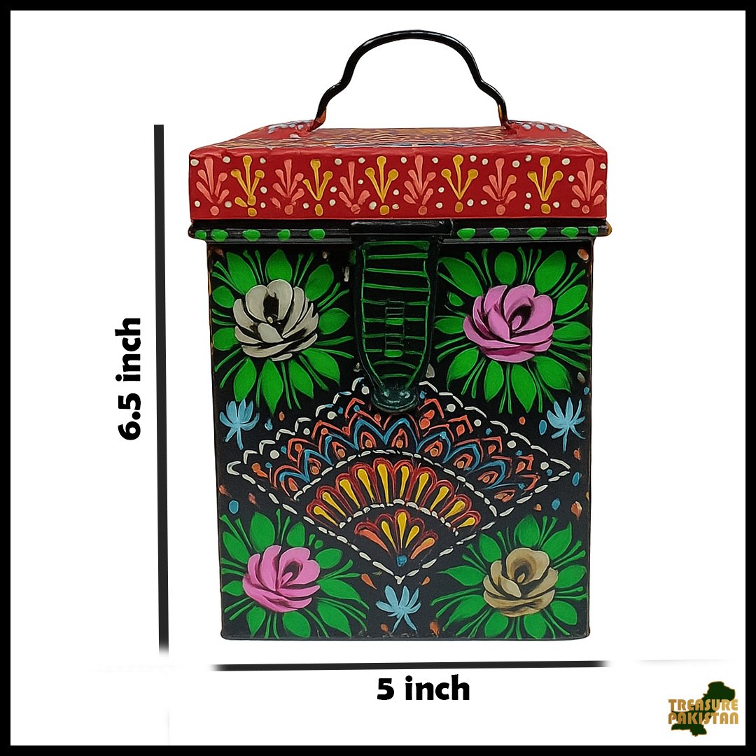 Hand-Painted Truck Art Kanaster – Size: (W-5inch x H-6.5inch) - Image 3
