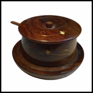 Wooden Sugar Pot with Spoon – Elegant Natural Kitchen Storage