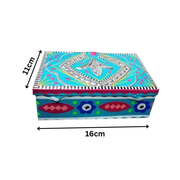 Traditional Pakistani Chamakpatti Boxes Set of 4, Colourful Handmade Decorative Box Collection, Cultural Art Storage Boxes for Small Accessories, Home Decoration, Special Occasions and Handicraft Lovers - Image 4