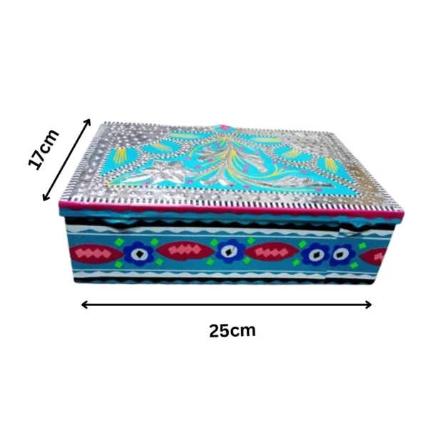 Traditional Pakistani Chamakpatti Boxes Set of 4, Colourful Handmade Decorative Box Collection, Cultural Art Storage Boxes for Small Accessories, Home Decoration, Special Occasions and Handicraft Lovers - Image 2