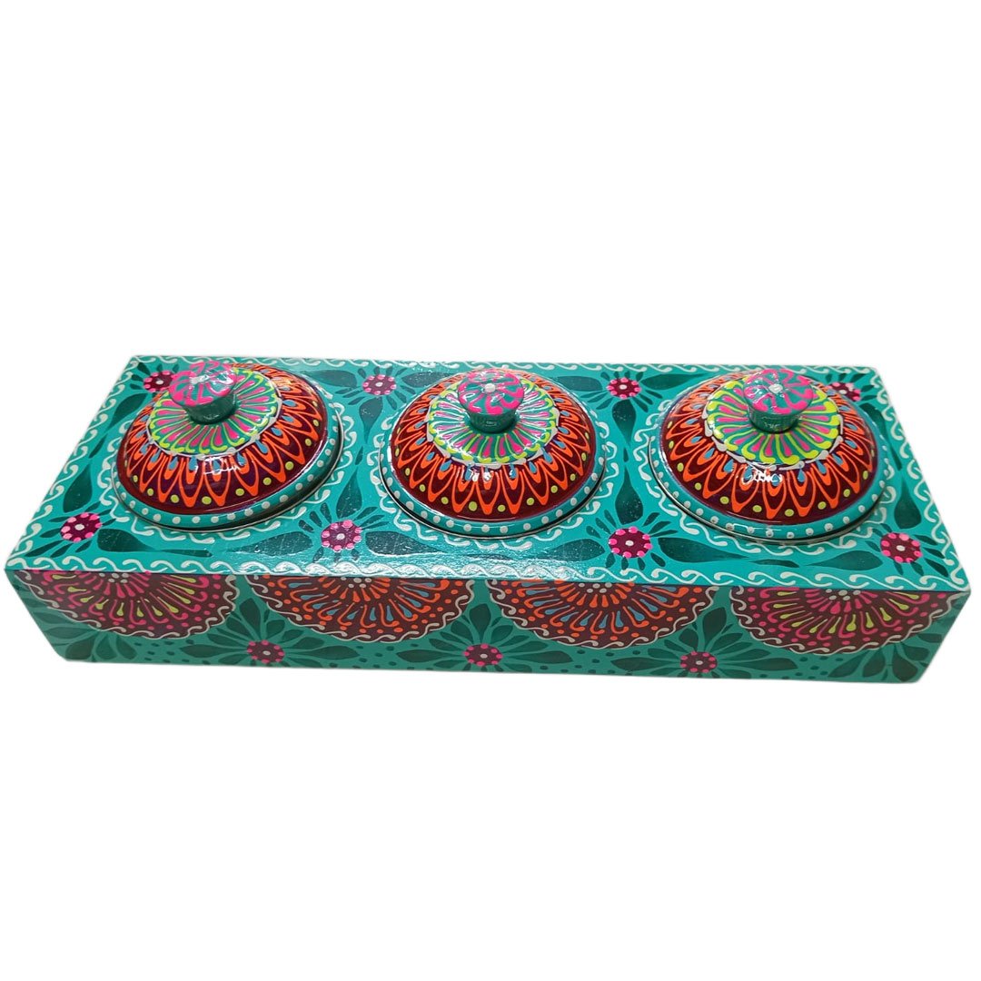 Truck Art 3 Jar Spice Box – Vibrant Wooden Storage Organizer - Image 4