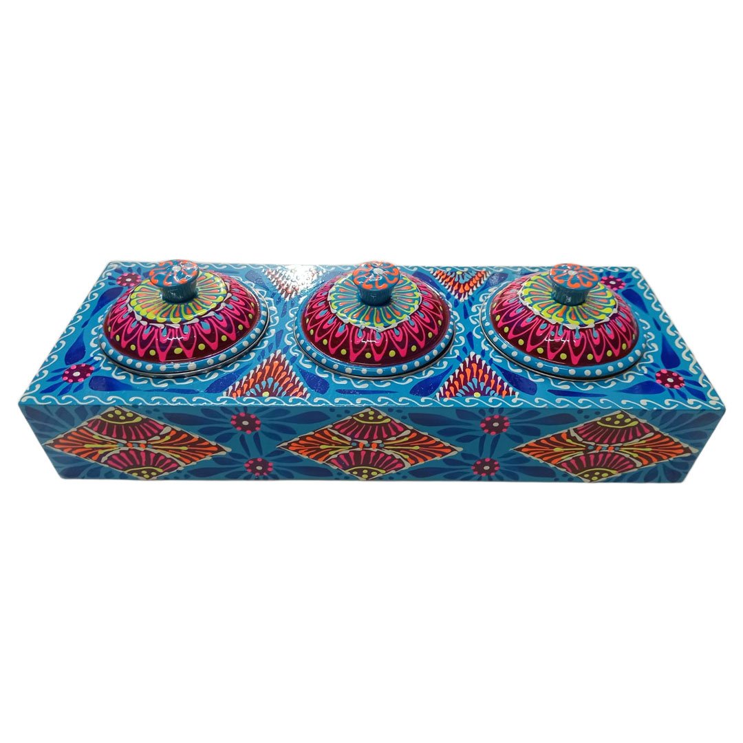 Truck Art 3 Jar Spice Box – Vibrant Wooden Storage Organizer - Image 4