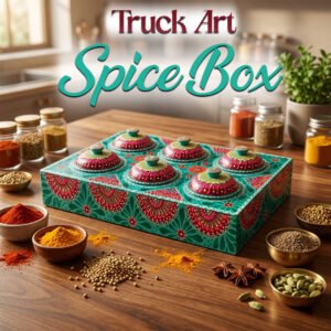 Truck Art 6 Jar Spice Box – Vibrant Wooden Storage Organizer