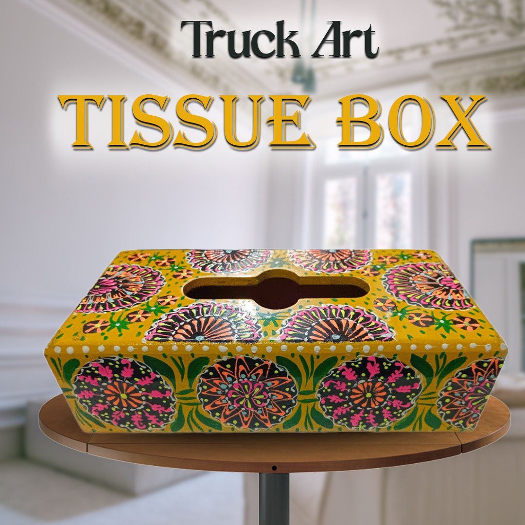 Truck Art Hand-Painted Tissue Box – Traditional Decorative Wooden Cover