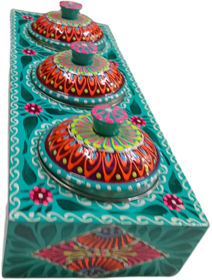 Truck Art 3 Jar Spice Box – Vibrant Wooden Storage Organizer - Image 7