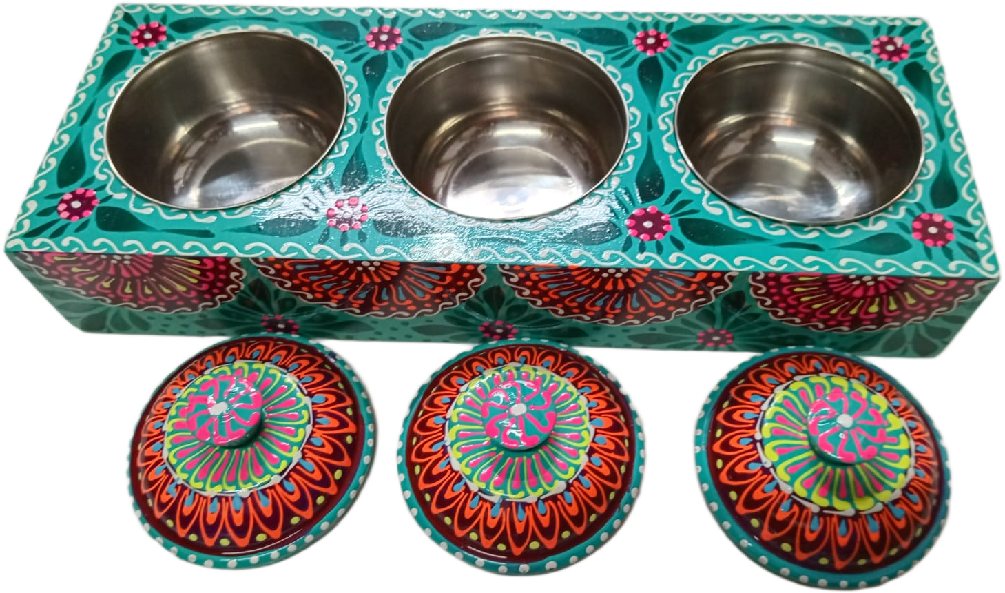 Truck Art 3 Jar Spice Box – Vibrant Wooden Storage Organizer - Image 8