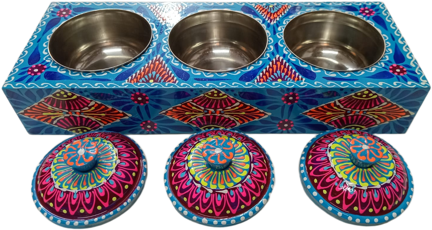 Truck Art 3 Jar Spice Box – Vibrant Wooden Storage Organizer - Image 8