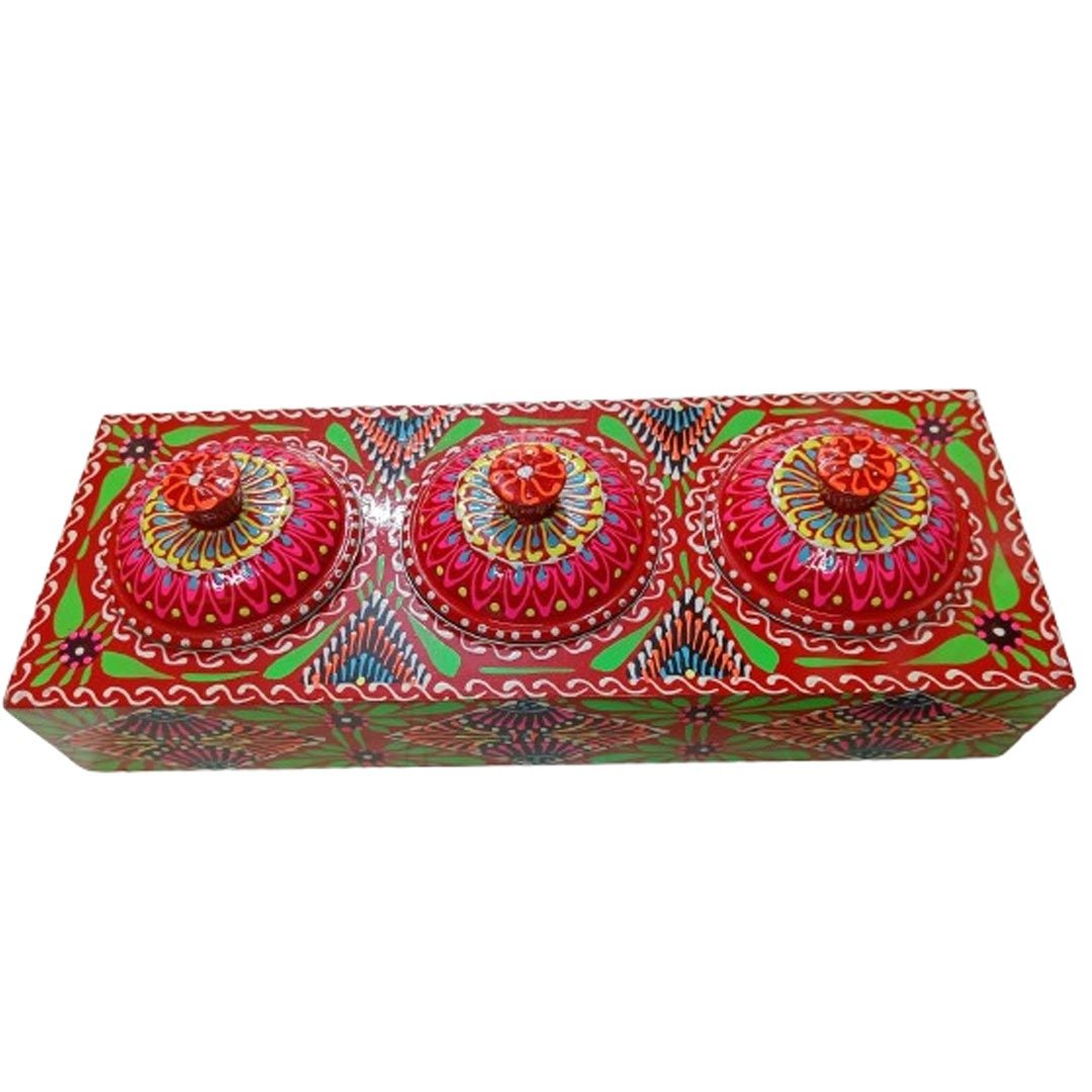 Truck Art 3 Jar Spice Box – Vibrant Wooden Storage Organizer - Image 4