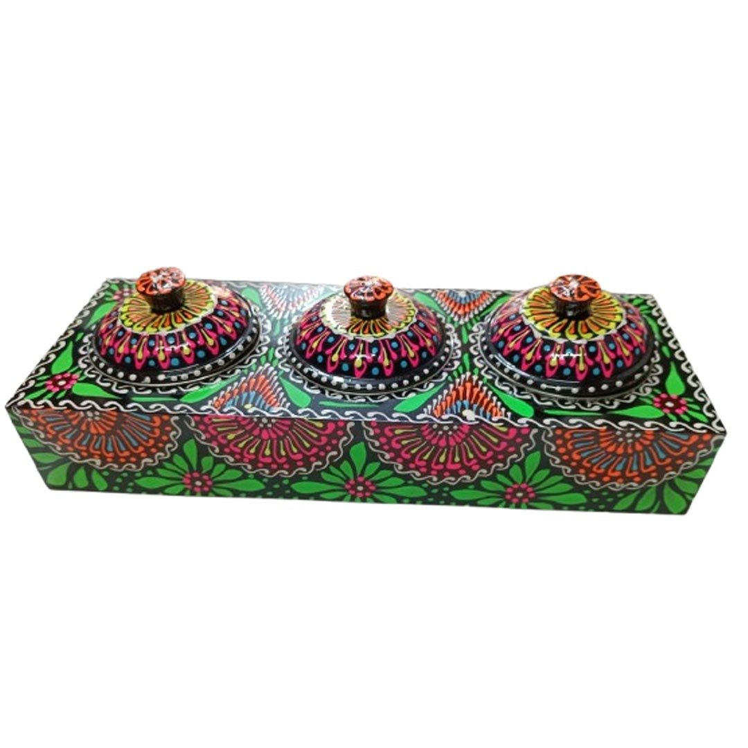 Truck Art 3 Jar Spice Box – Vibrant Wooden Storage Organizer - Image 4