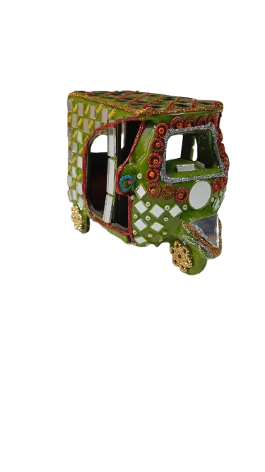 Decorative Mirror Work Rickshaw (W-8cm) - Image 3
