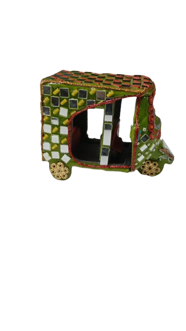 Decorative Mirror Work Rickshaw (W-8cm) - Image 4