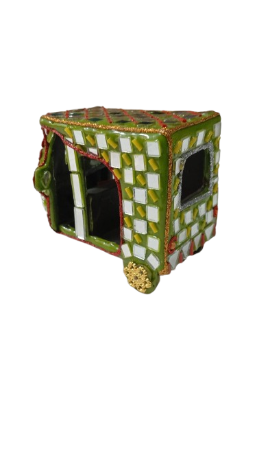 Decorative Mirror Work Rickshaw (W-8cm) - Image 6