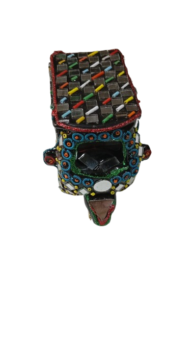 Decorative Mirror Work Rickshaw (W-8cm) - Image 4