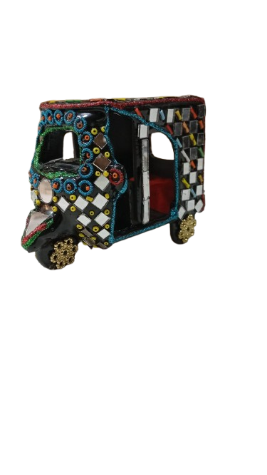 Decorative Mirror Work Rickshaw (W-8cm) - Image 5