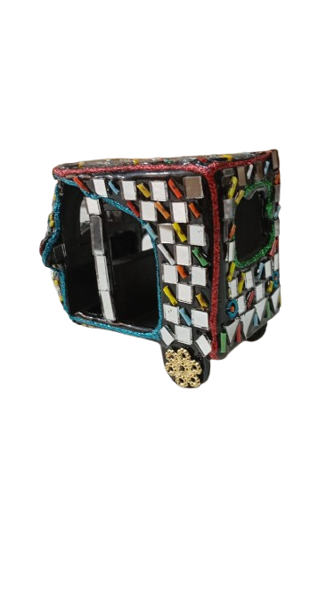 Decorative Mirror Work Rickshaw (W-8cm) - Image 6