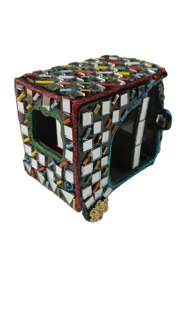 Decorative Mirror Work Rickshaw (W-8cm) - Image 8