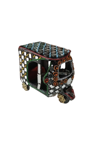 Decorative Mirror Work Rickshaw (W-8cm) - Image 3