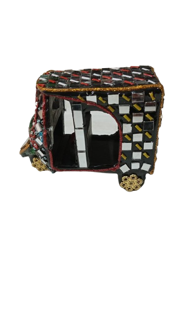 Decorative Mirror Work Rickshaw (W-8cm) - Image 5
