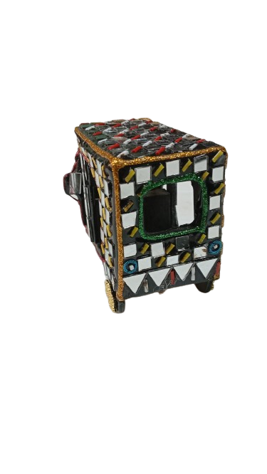 Decorative Mirror Work Rickshaw (W-8cm) - Image 6