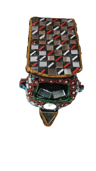 Decorative Mirror Work Rickshaw (W-8cm) - Image 8