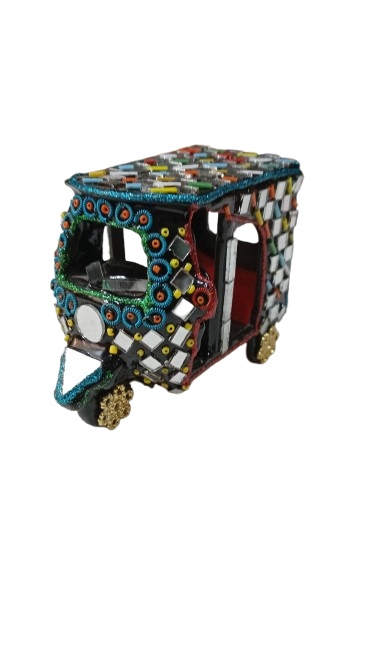 Decorative Mirror Work Rickshaw (W-8cm) - Image 4