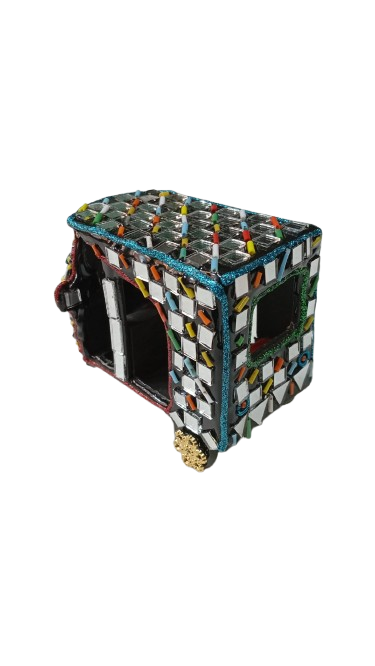 Decorative Mirror Work Rickshaw (W-8cm) - Image 6