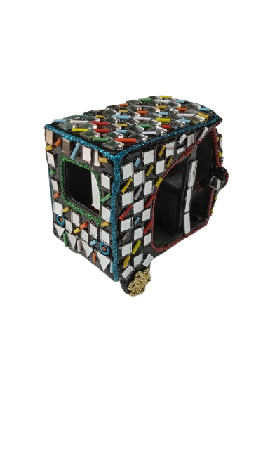 Decorative Mirror Work Rickshaw (W-8cm) - Image 7
