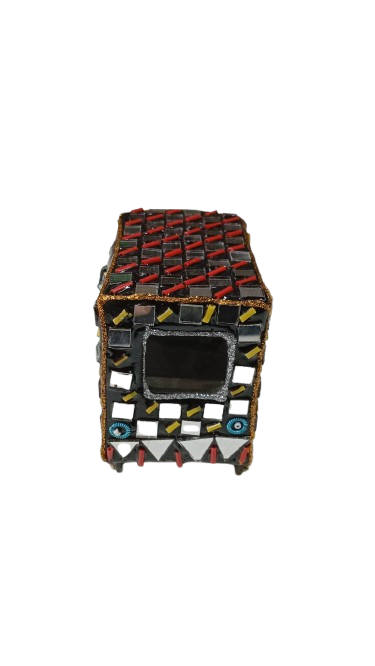 Decorative Mirror Work Rickshaw (W-8cm) - Image 5