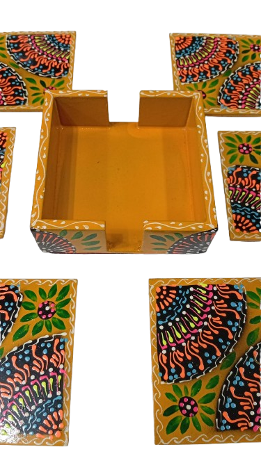 Truck Art Tea Coaster Set of 6 with Holder – Handmade Traditional Pakistani Design - Image 7