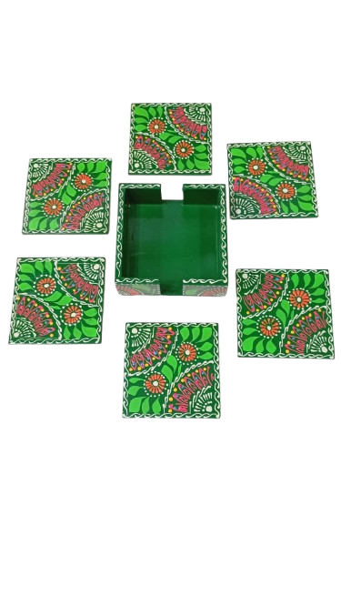 Truck Art Tea Coaster Set of 6 with Holder – Handmade Traditional Pakistani Design - Image 4