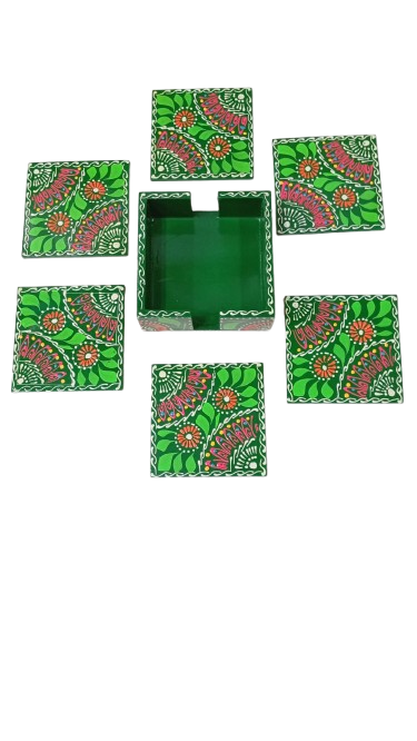 Truck Art Tea Coaster Set of 6 with Holder – Handmade Traditional Pakistani Design - Image 5